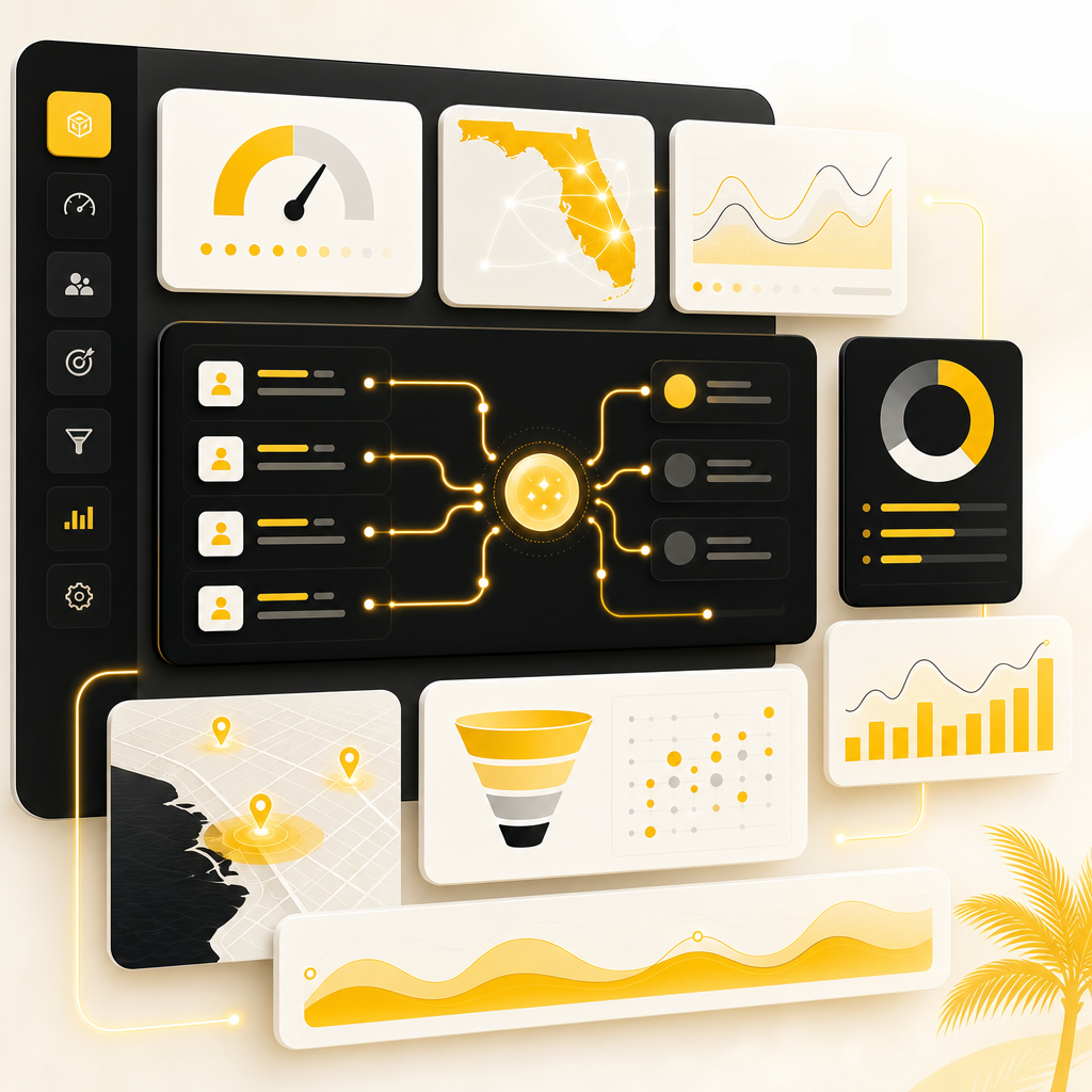 Abstract analytics dashboard visualizing faster lead handling and pipeline visibility