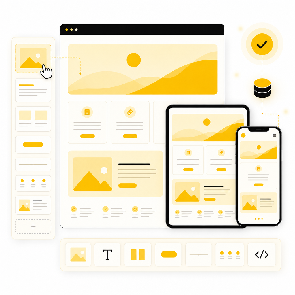 Illustration showing an SEO-friendly WordPress component layout with responsive structure for long-term visibility.