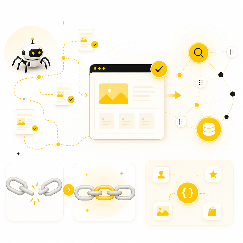 Illustration representing technical SEO fixes that improve crawl and index health.