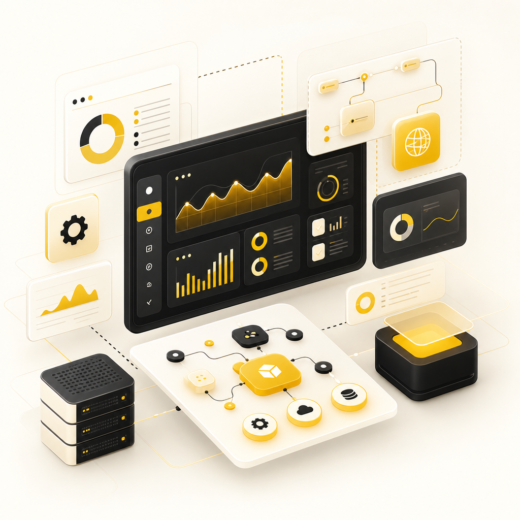 Dashboard-style visualization representing technical SEO aligned with SaaS development workflows.