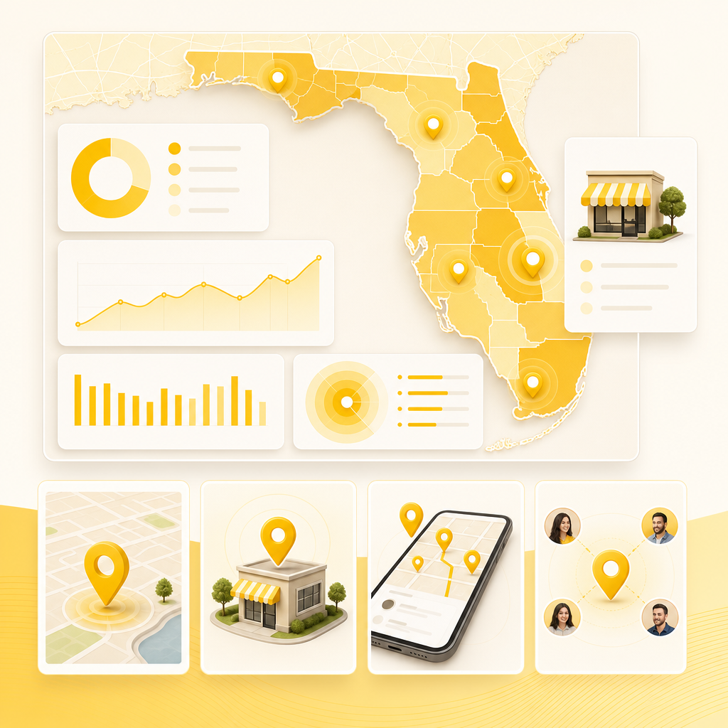 Local SEO dashboard illustration for Florida visibility