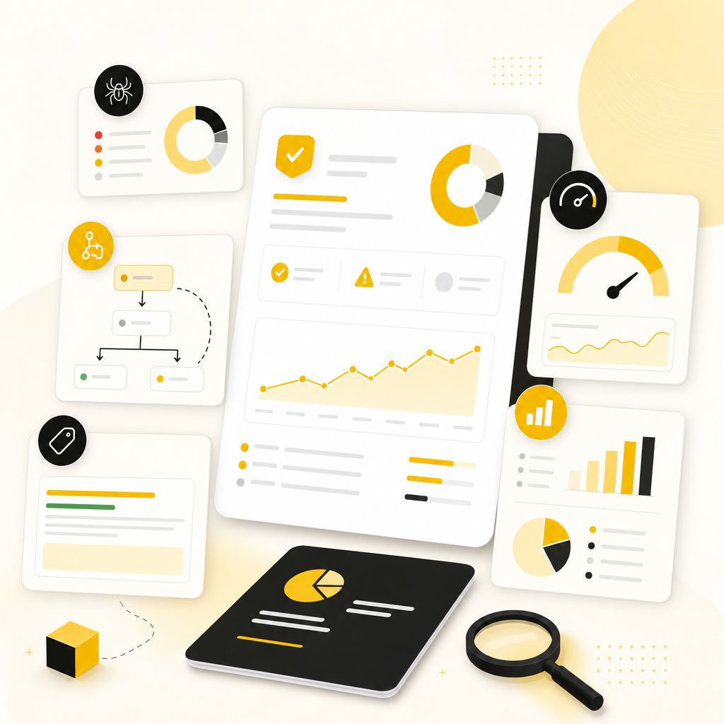 Illustration of technical SEO deliverables and reporting progress.