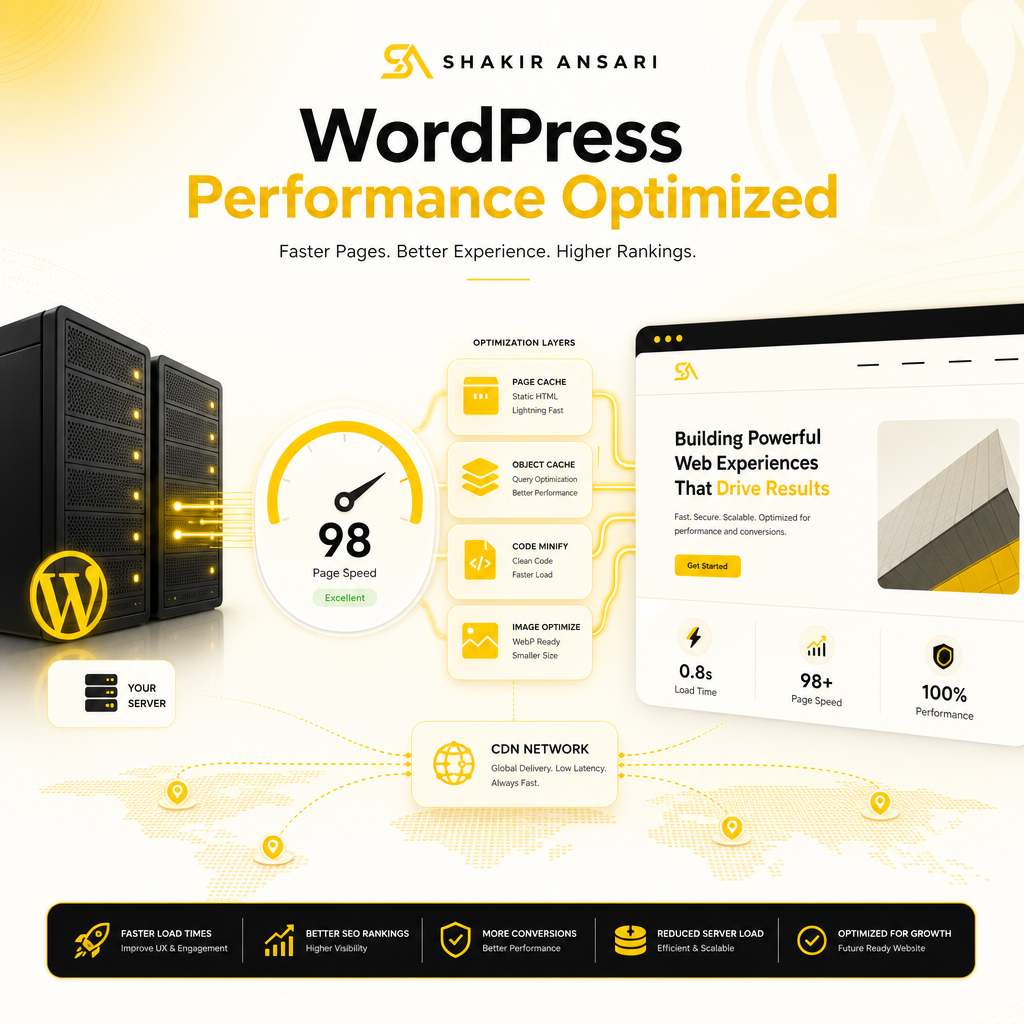 Illustration representing hosting and performance optimization for a faster, reliable WordPress site.